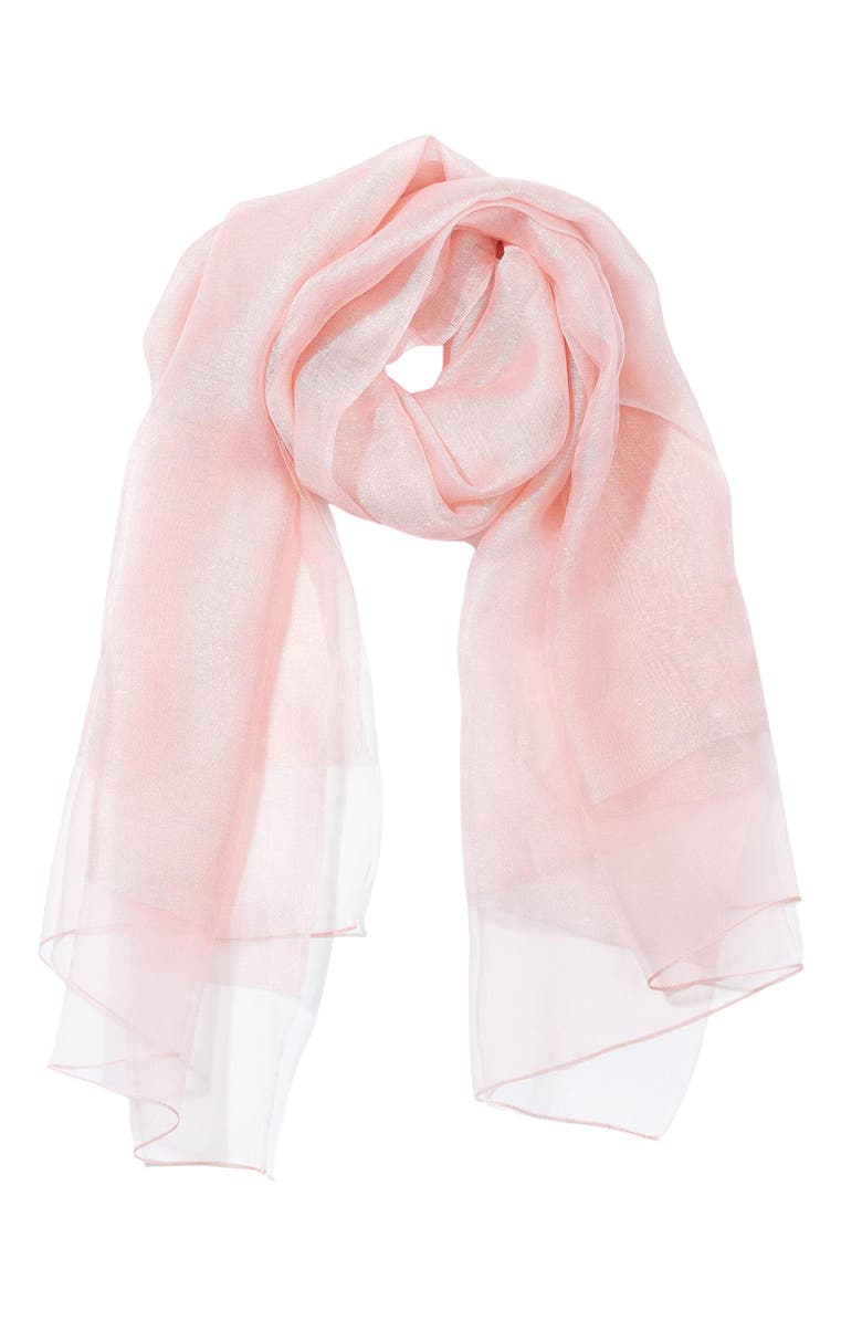 SAACHI Sparkle Sheer Silk Wrap, Main, color, Pink