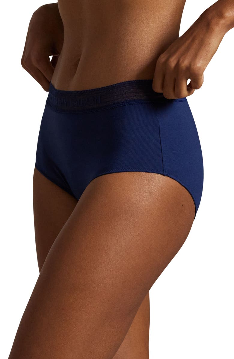 Polo Ralph Lauren Stretch Cotton Rib Boyshorts, Alternate, color, Navy