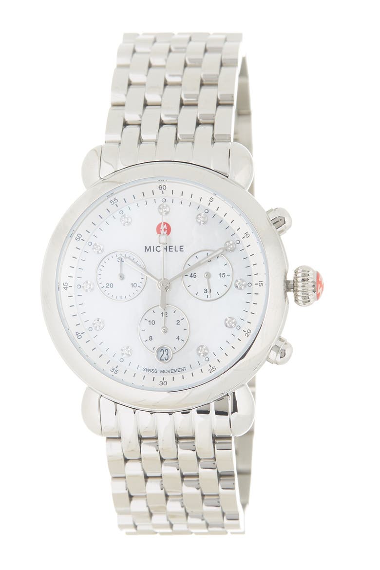 Women's CSX Diamond Embellished Bracelet Watch, 38mm, Main, color, SILVER