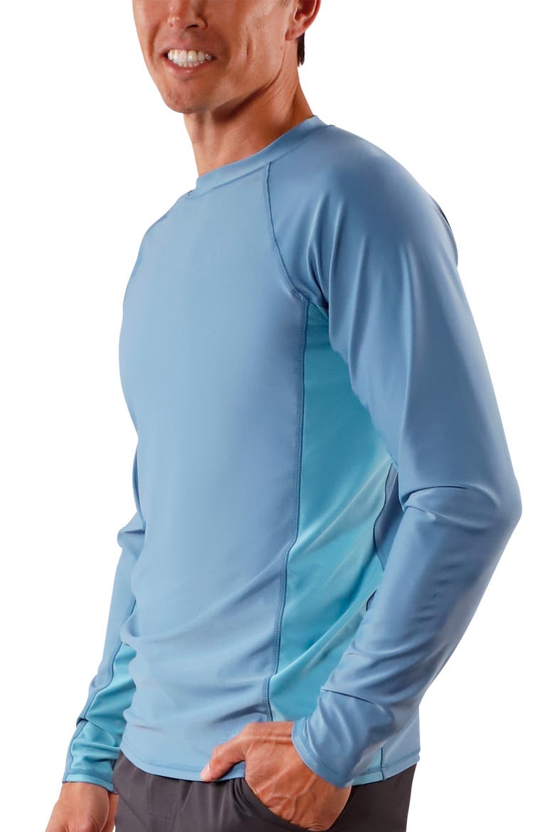 Long Sleeve Crew Sun & Swim Shirt, Alternate, color, Baltic/Lagoon