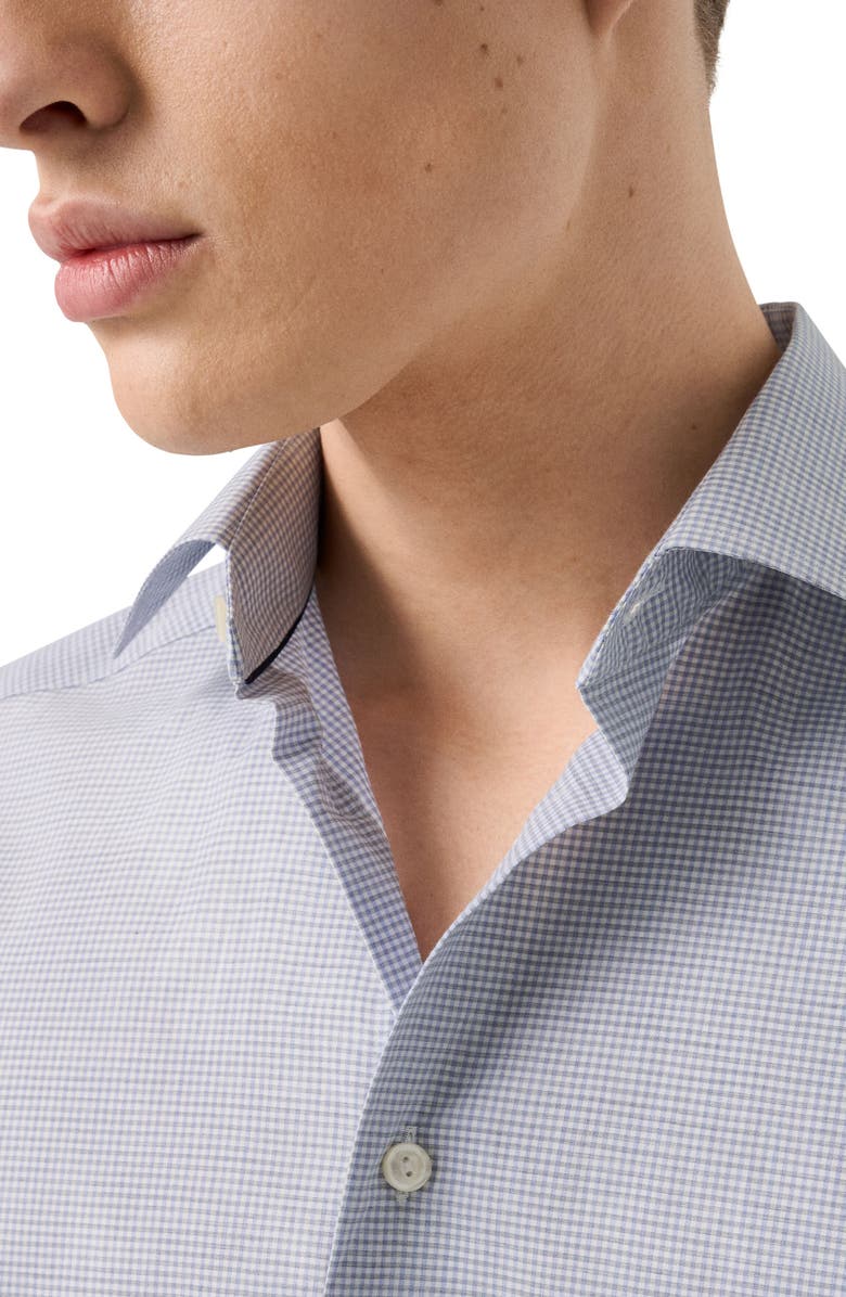 Eton Slim Fit Microcheck Mélange Cotton Dress Shirt, Alternate, color, Light Purple