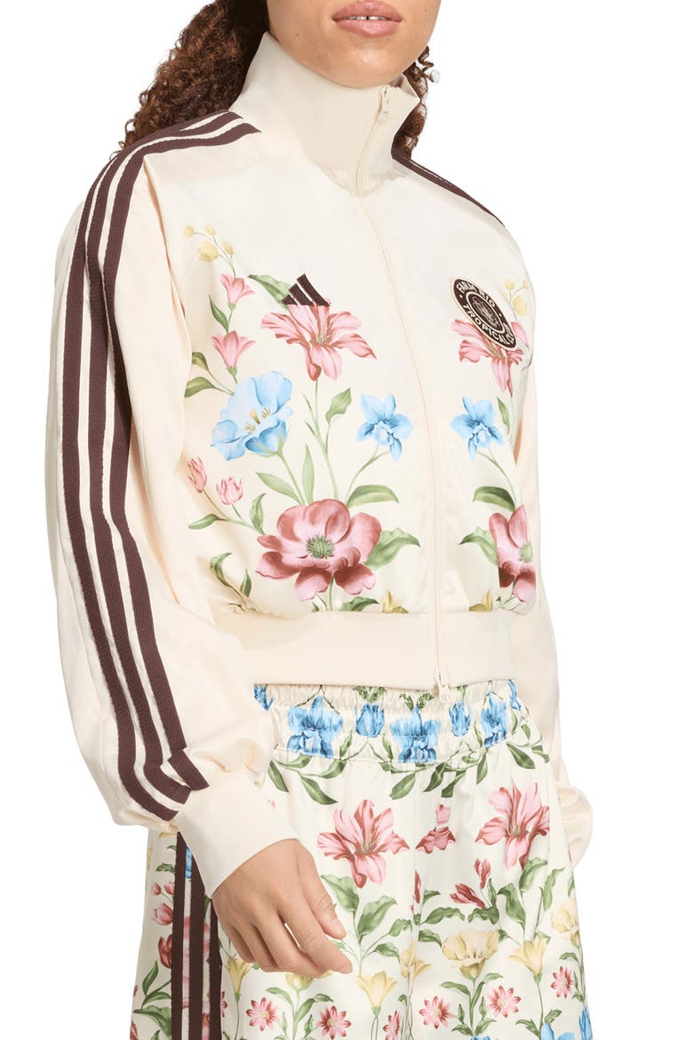 Floral Track Jacket, Main, color, ECRU TINT/ BROWN/ GREEN