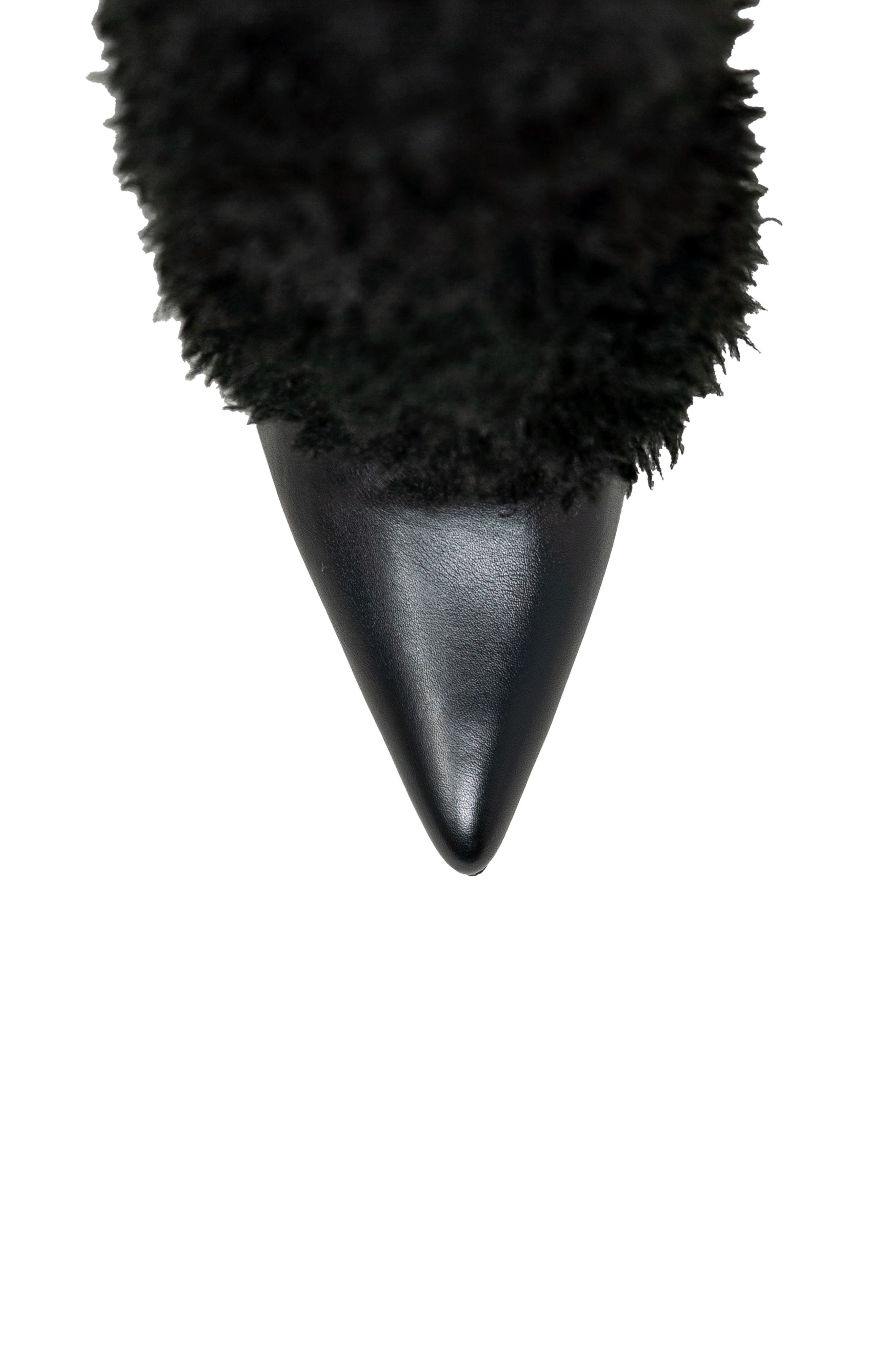 CHASE AND CHLOE Megham Faux Fur Wedge Heel Bootie, Alternate, color, Black