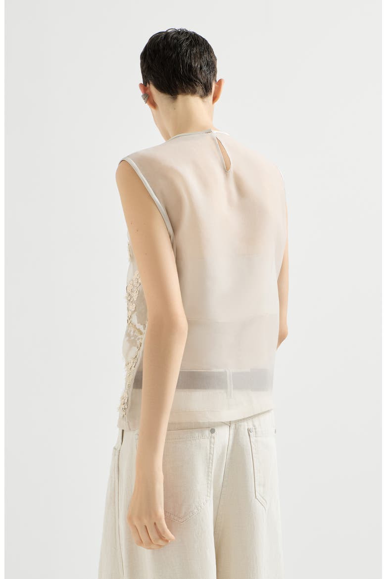 Top with dazzling seabed embroidery, Alternate, color, Beige