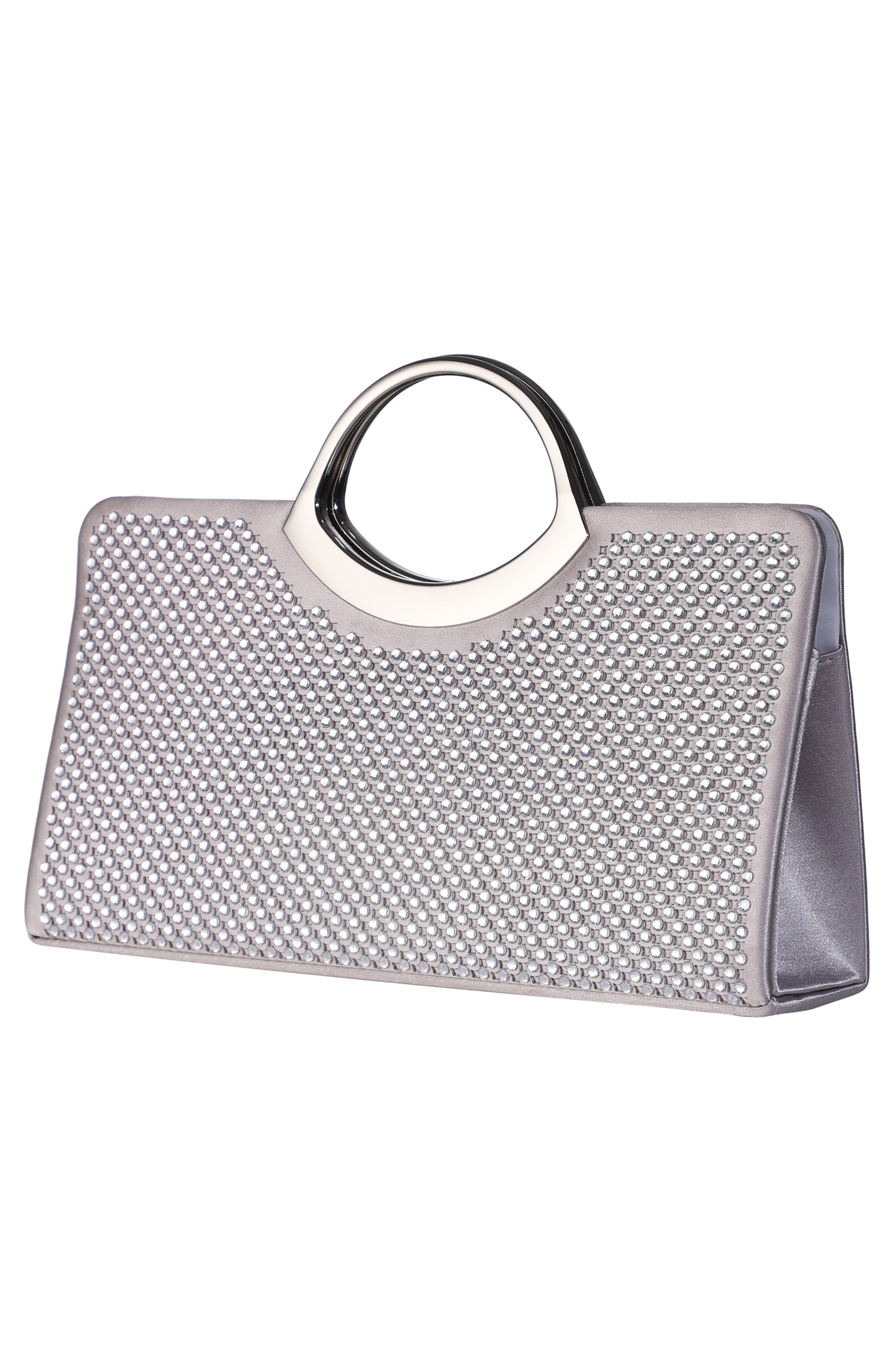 LADY COUTURE Tango Rhinestone Satin Clutch, Alternate, color, Silver
