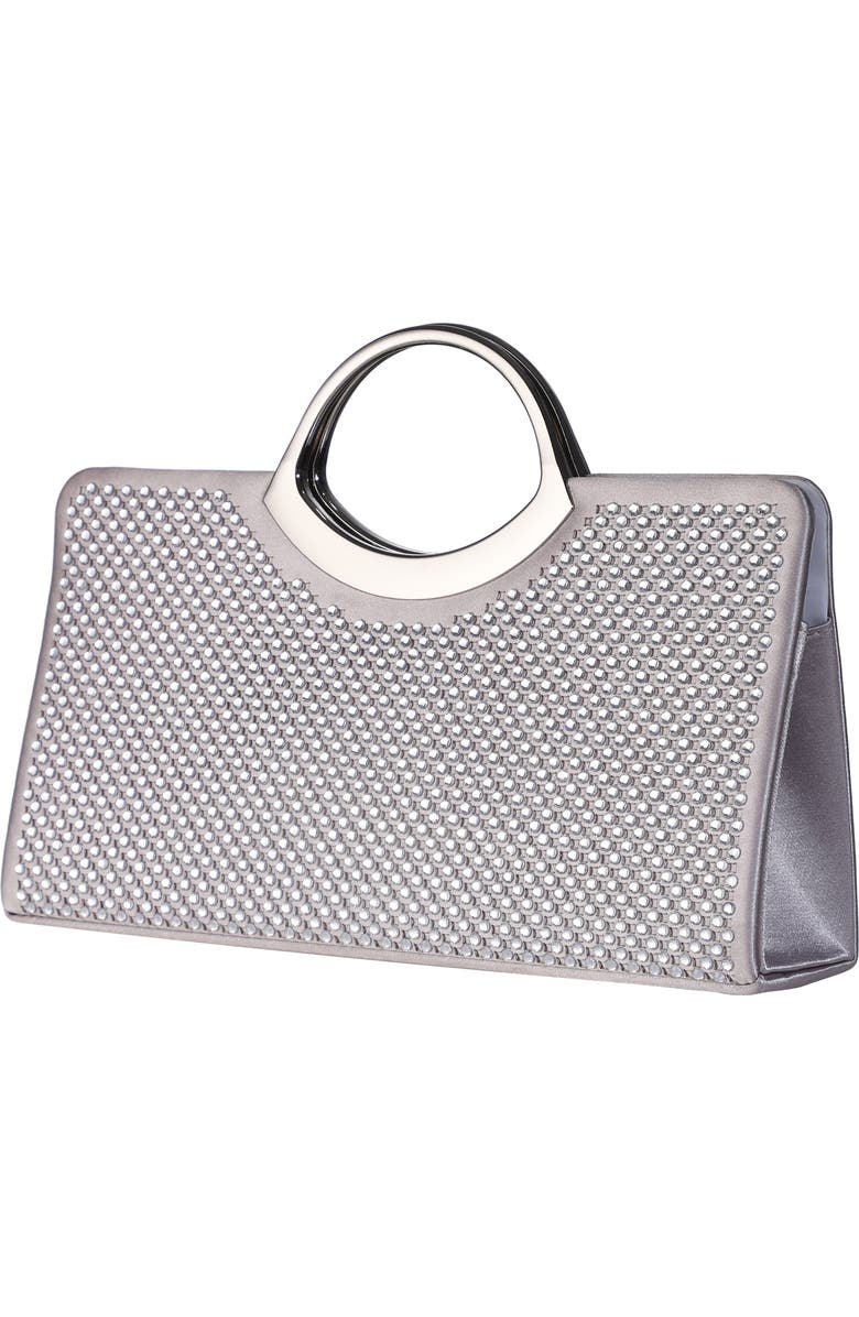 LADY COUTURE Tango Rhinestone Satin Clutch, Alternate, color, Silver