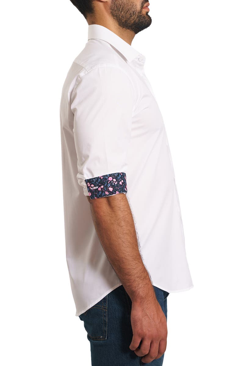 Jared Lang Trim Fit Solid Pima Cotton Button-Up Shirt, Alternate, color, White