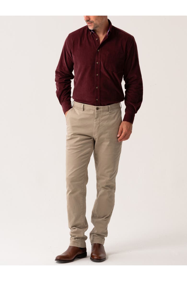 Corduroy Long Sleeve Shirt, Alternate, color, Port