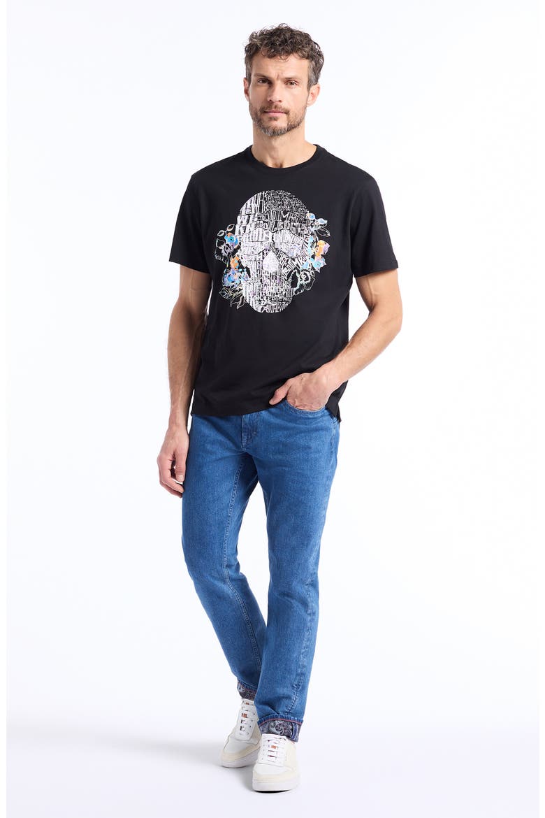 Floral Skull Graphic T-Shirt, Alternate, color, BLACK
