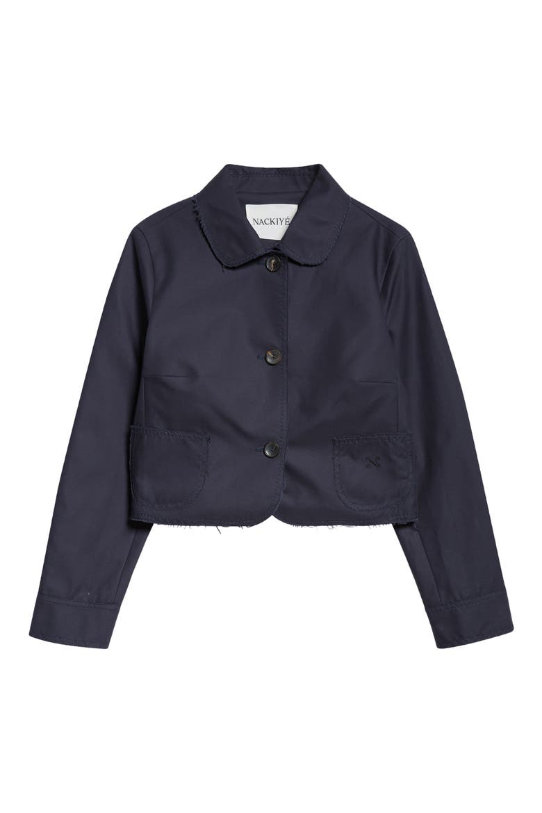Raw Edge Cotton Crop Jacket, Alternate, color, MARINE