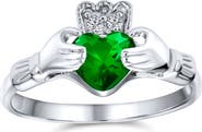 BLING JEWELRY BFF Rhodium Plated Sterling Silver CZ Irish Celtic Claddagh Ring