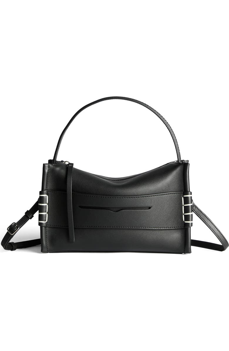 JW Anderson Small Loafer Leather Top Handle Bag, Main, color, Black