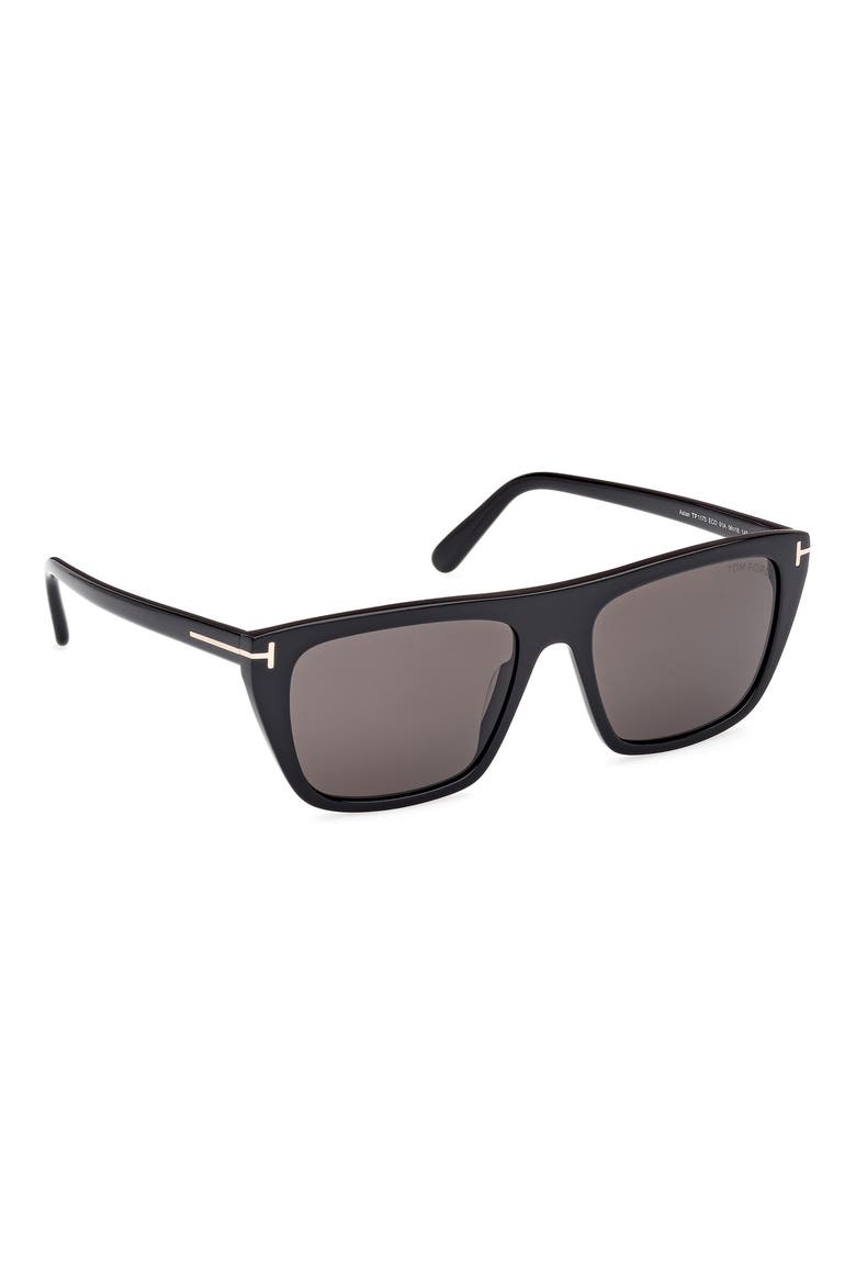 Aslan 56mm Rectangular Sunglasses, Alternate, color, SHINY BLACK / SMOKE