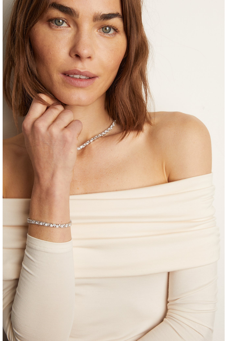 Lab Grown White Sapphire Trillion Tennis Bracelet, Alternate, color, Sterling Silver