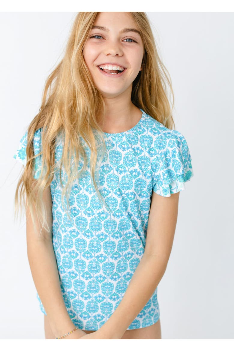 Girls 3-Piece Short Sleeve Rashguard Set, Main, color, Rosemary Beach