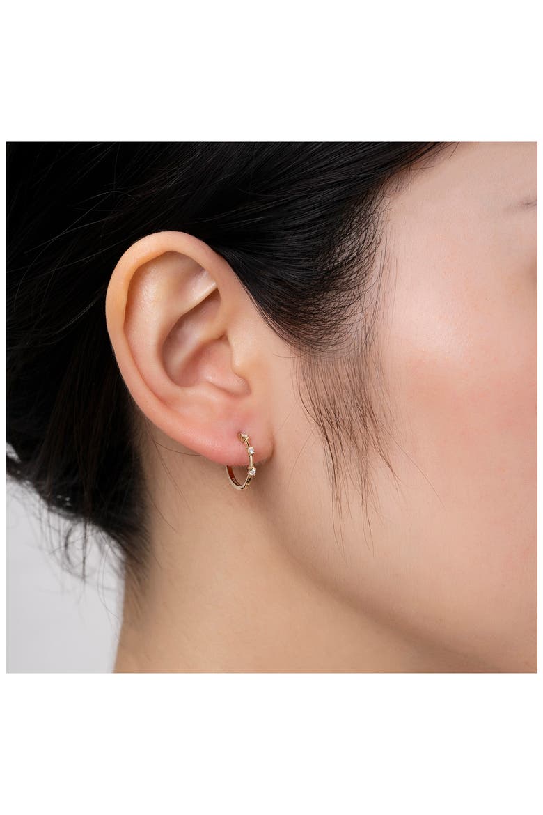 Diamond Huggie Hoop Earrings, Alternate, color, 14K YG
