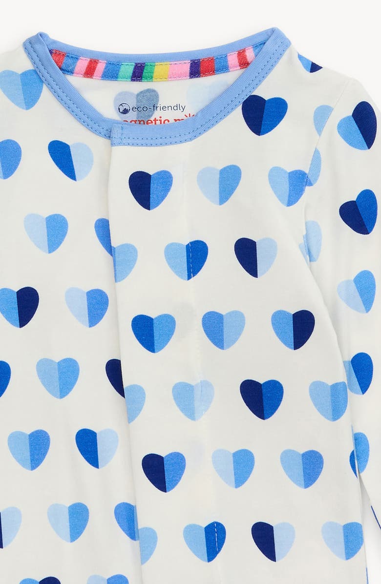 Magnetic Me Blue Hearts Magnetic Modal Footie, Alternate, color, Blue Xoxo