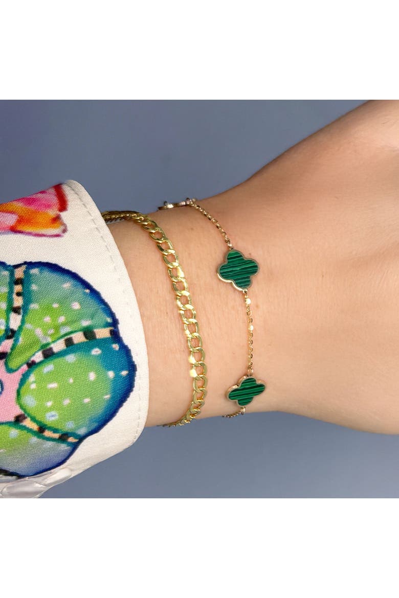 Small Malachite Clover Bracelet, Alternate, color, Malachite