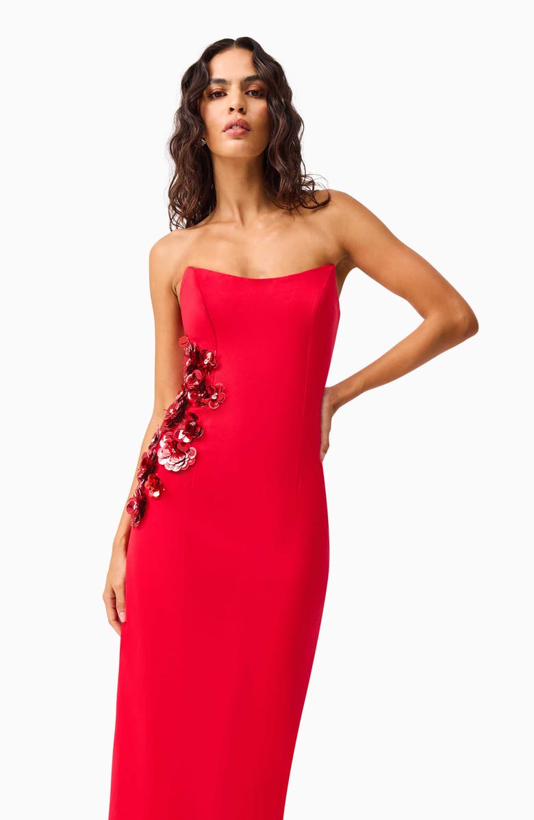 Elliatt Yasmine Strapless Embellished Ponté Gown, Alternate, color, Red