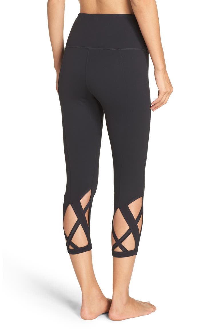 High Waist Camila Crop Leggings, Alternate, color, BLACK