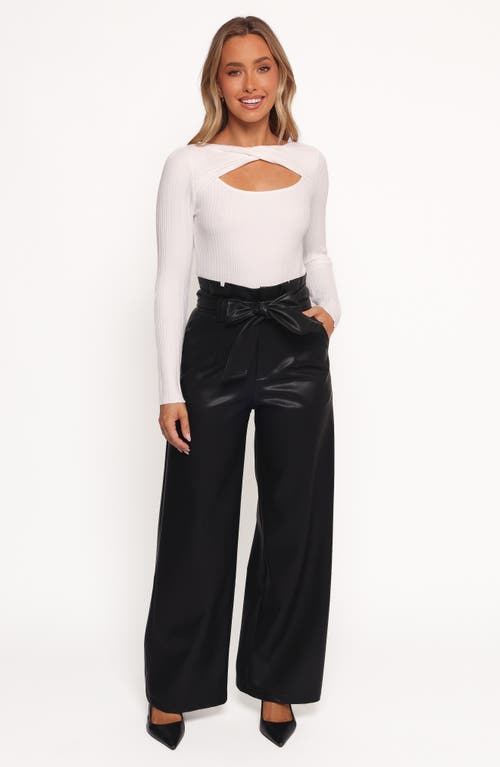 Petal And Pup Petal & Pup Kieran Tie Waist Faux Leather Wide Leg Pants In Black