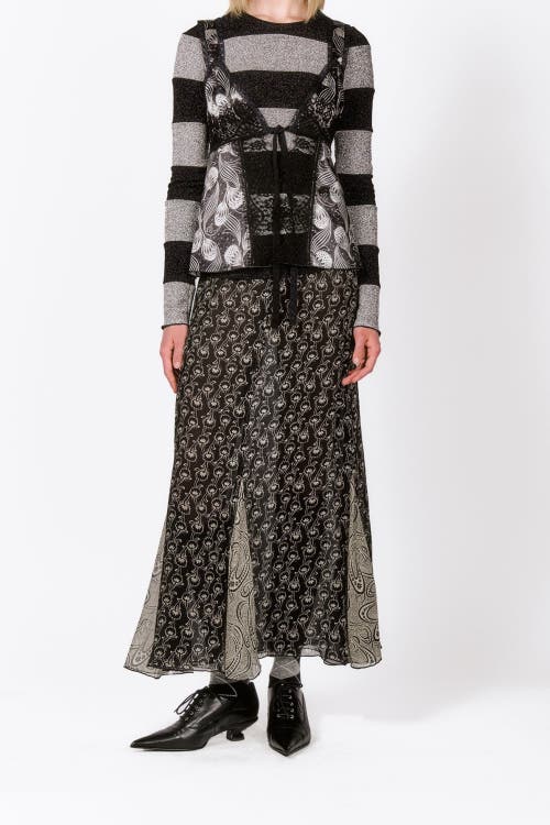 Shop Anna Sui Beardsley Combo Maxi Skirt In Black Multi