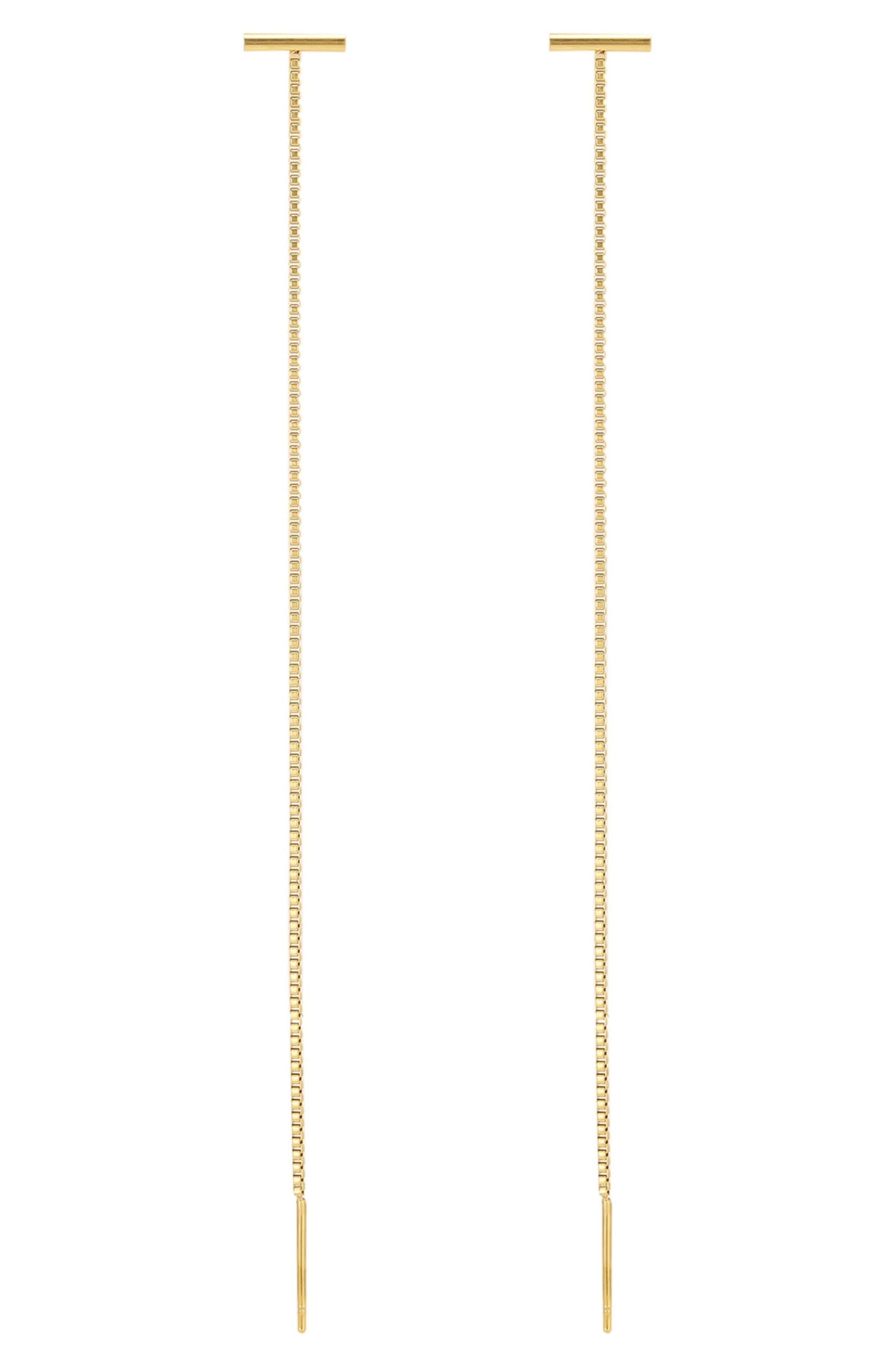 Bar Box Chain Threader Earrings