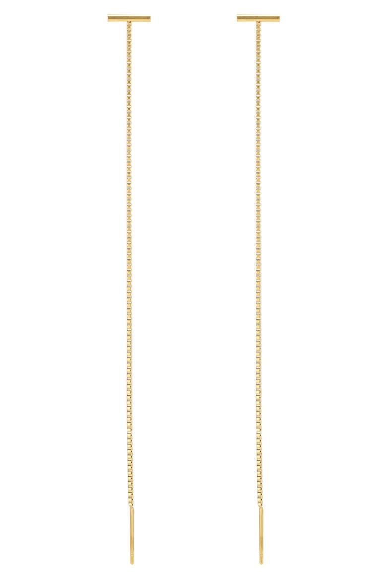 Bar Box Chain Threader Earrings, Main, color, GOLD
