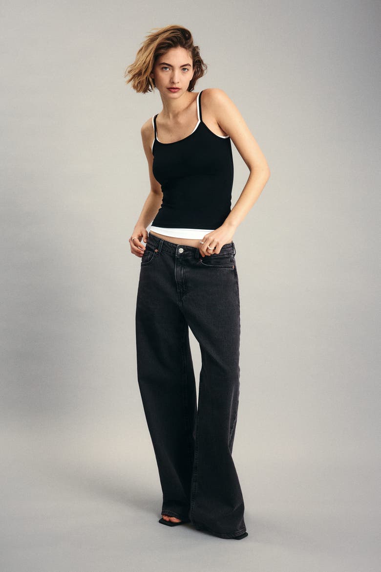 Wide High Waist Jeans, Alternate, color, Dark denim gray