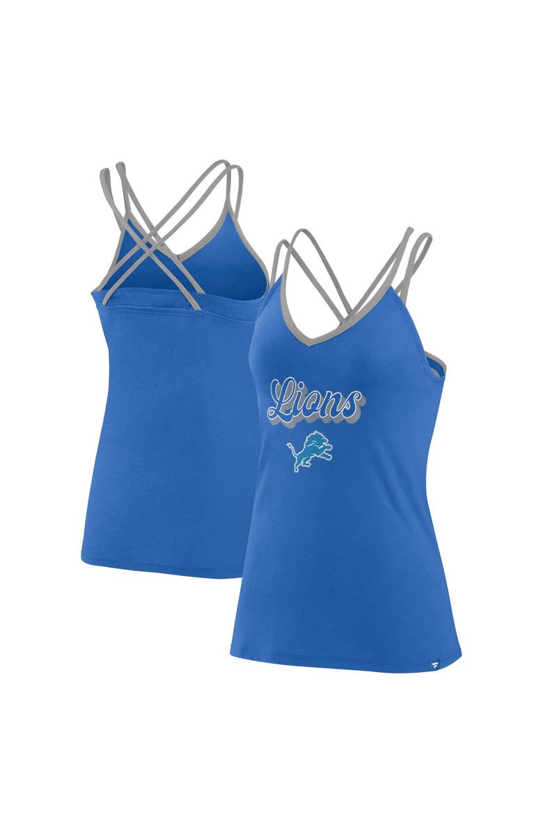 FANATICS Women's Fanatics Branded Blue Detroit Lions Go For It Strappy Crossback Tank Top, Alternate, color, 