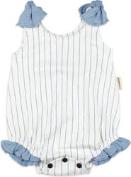 L'ovedbaby Stripe Ruffle Organic Cotton Bubble Romper