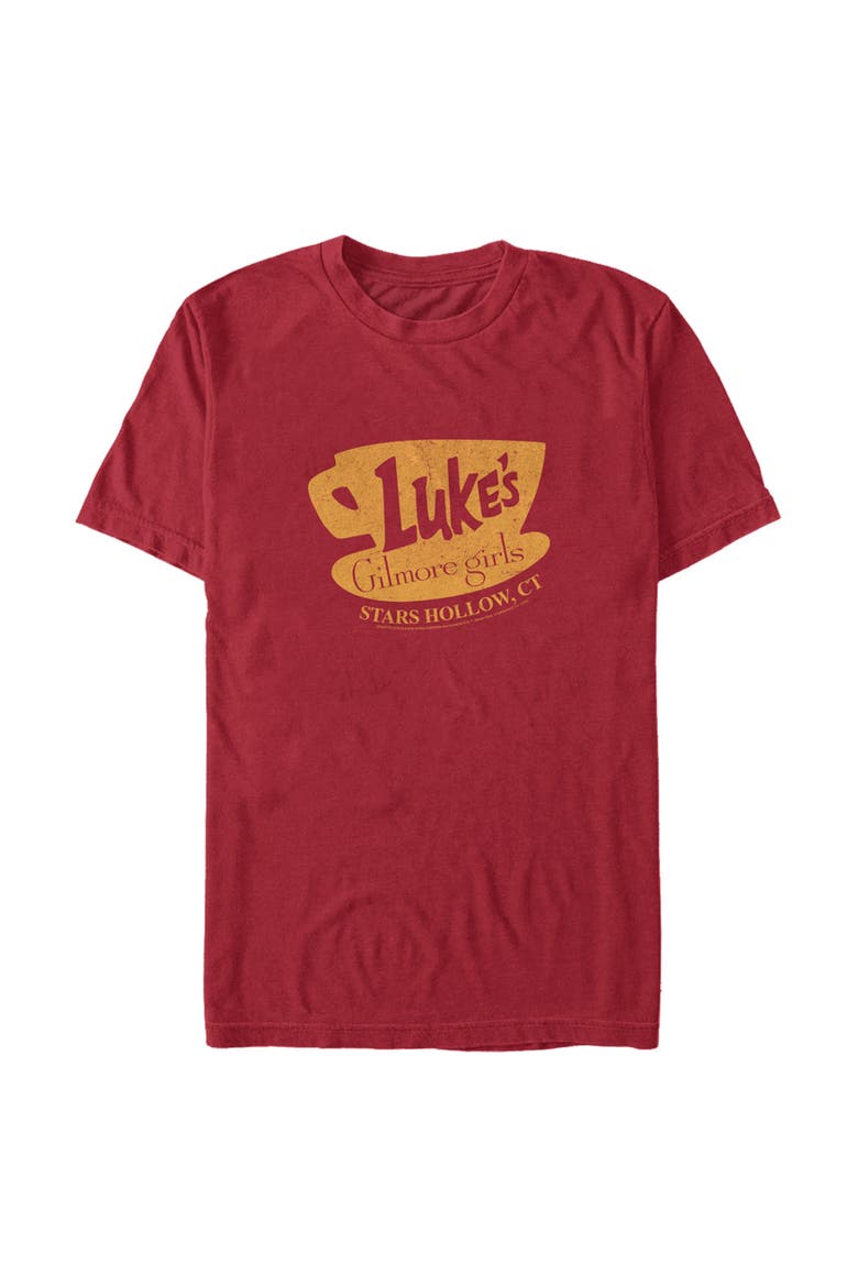 Men's Gilmore Girls Distressed Luke's Diner Logo  Graphic T-Shirt, Alternate, color, Cardinal