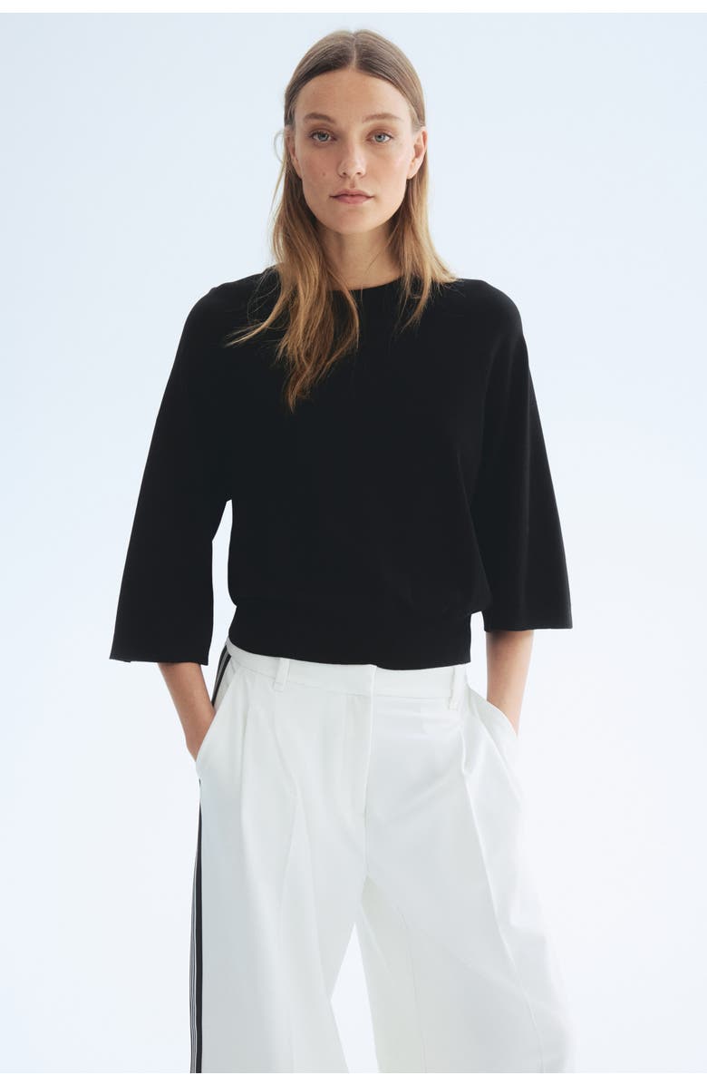 H&M Fine-knit Top, Alternate, color, Black