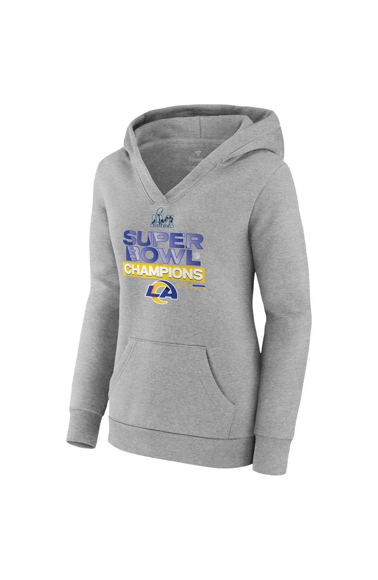 FANATICS Women's Fanatics Branded Heathered Gray Los Angeles Rams Super Bowl LVI Champions Locker Room Trophy Collection Pullover Hoodie, Alternate, color, 