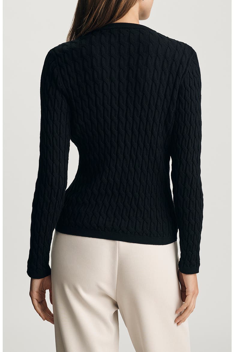 Cable Stitch Cotton & Cashmere Cardigan, Alternate, color, BLACK