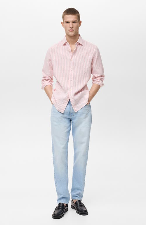 Mango Stripe Regular Fit Button-up Shirt In Light Pink