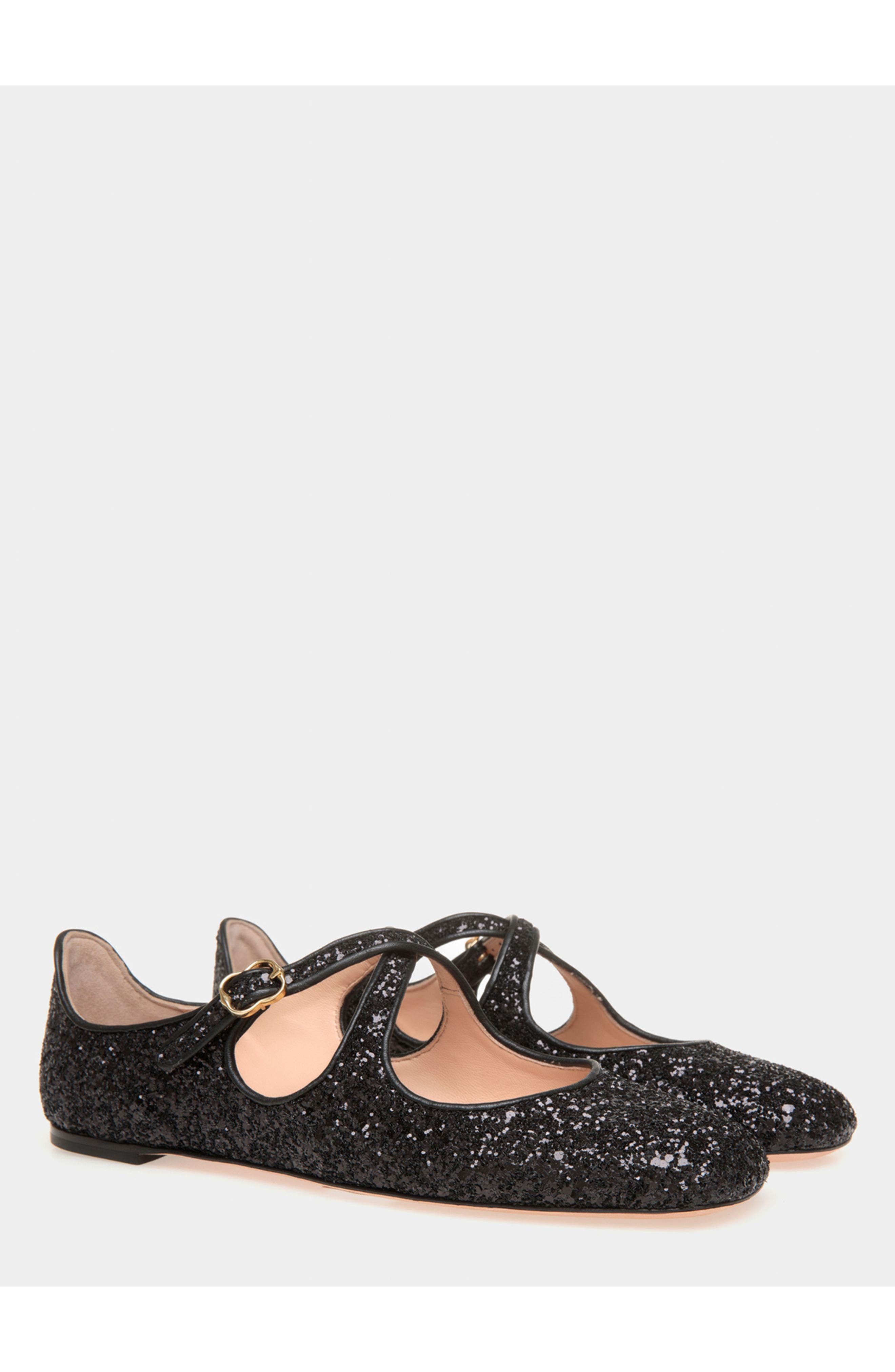 Bally rina Flat In Glitter with Leather Lining, Alternate, color, 