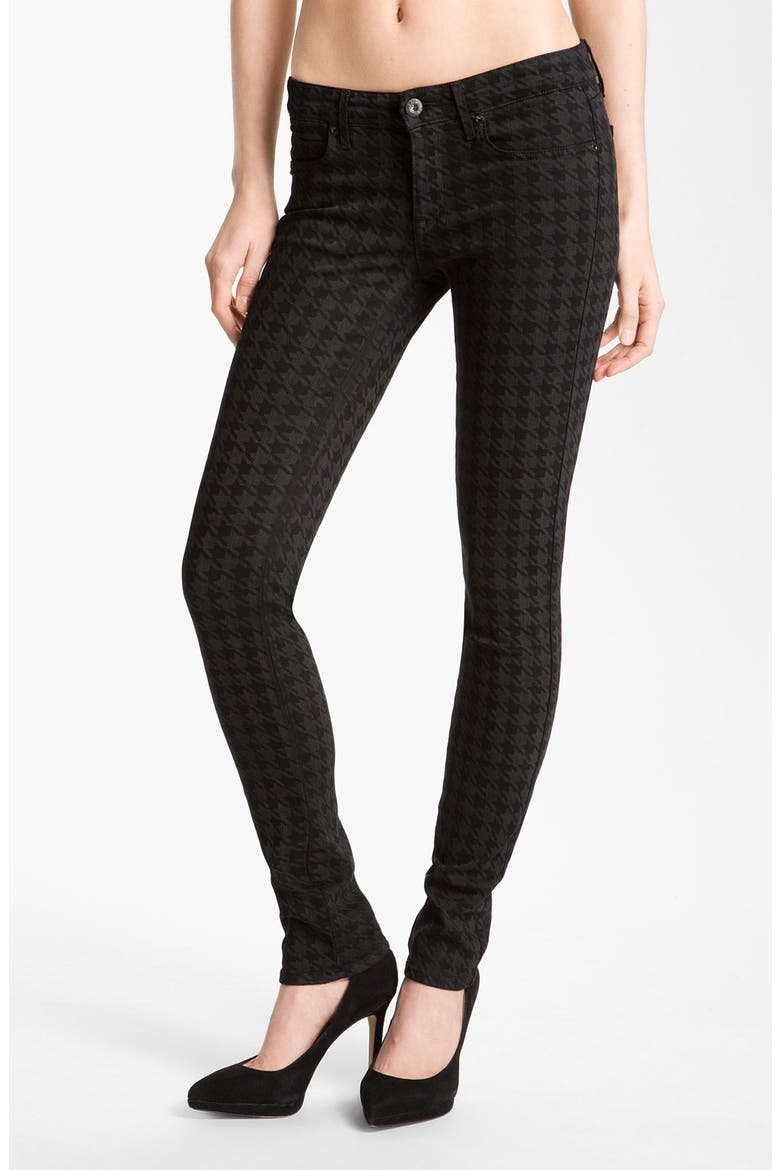 'Legacy' Print Skinny Jeans, Main, color, BLACK HOUNDSTOOTH