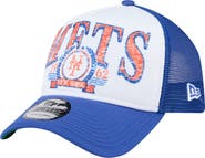 New Era Men's New Era  White New York Mets Distressed 9FORTY A-Frame Adjustable Trucker Hat