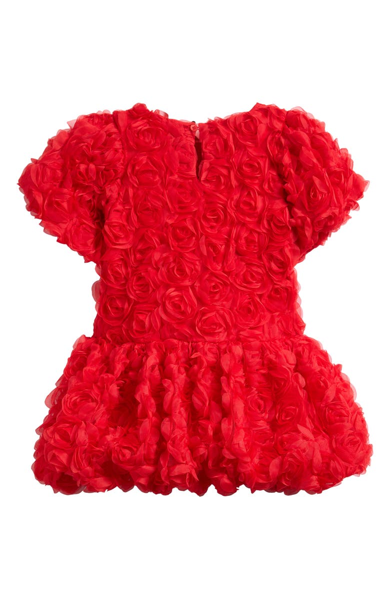 Rock Your Kid Kids' Rosette Puff Sleeve Party Dress, Alternate, color, Red Candy