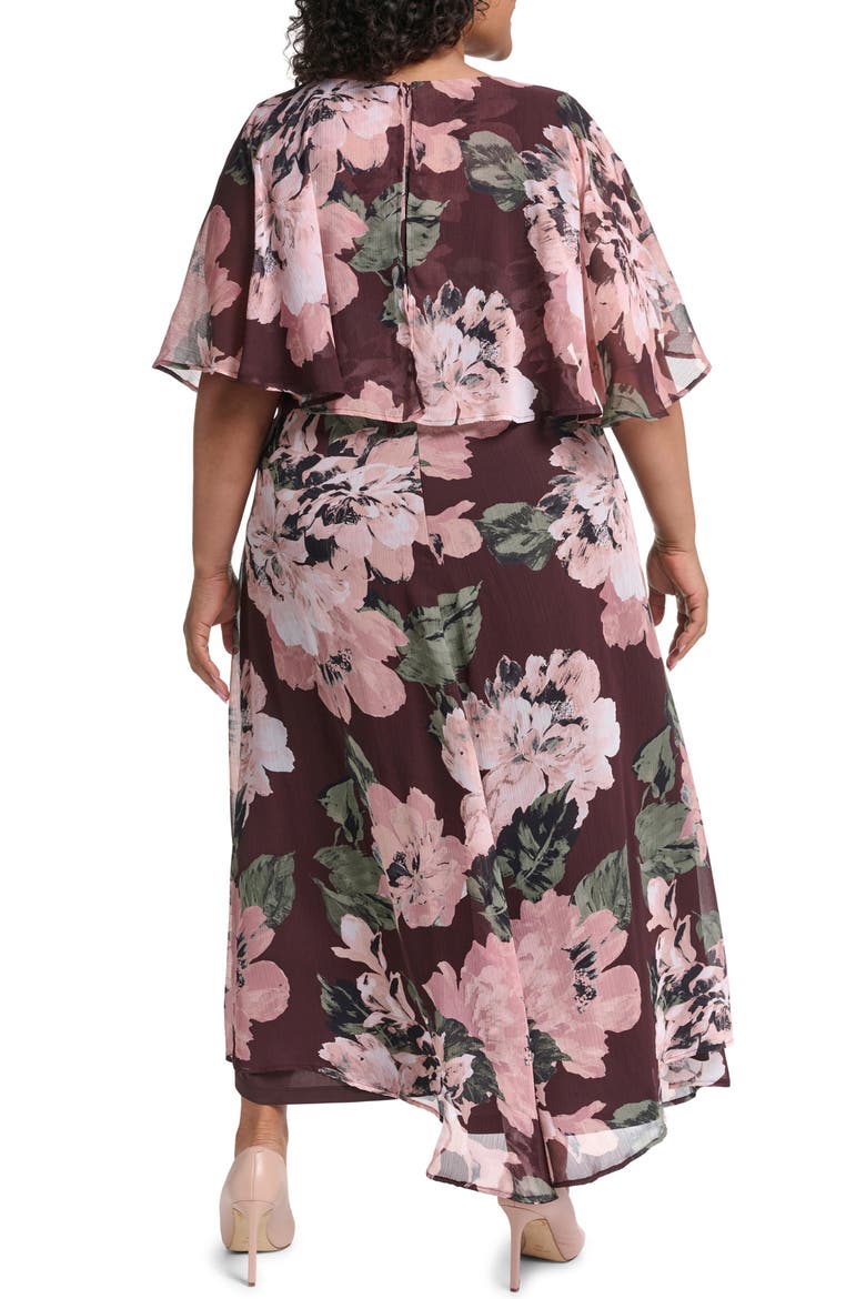 Floral Print Maxi Dress, Alternate, color, COFFEE BEAN MULTI