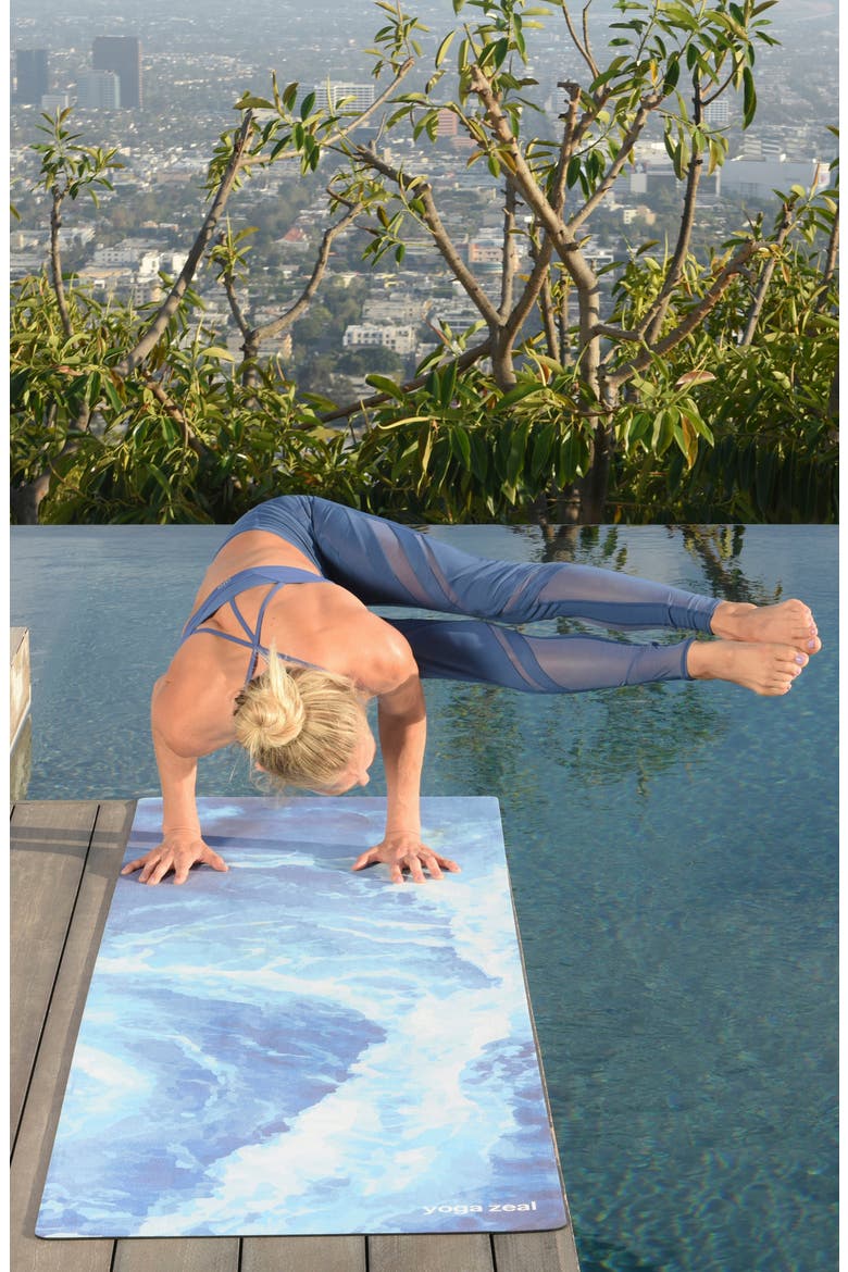 Ocean Print Yoga Mat, Alternate, color, BLUE
