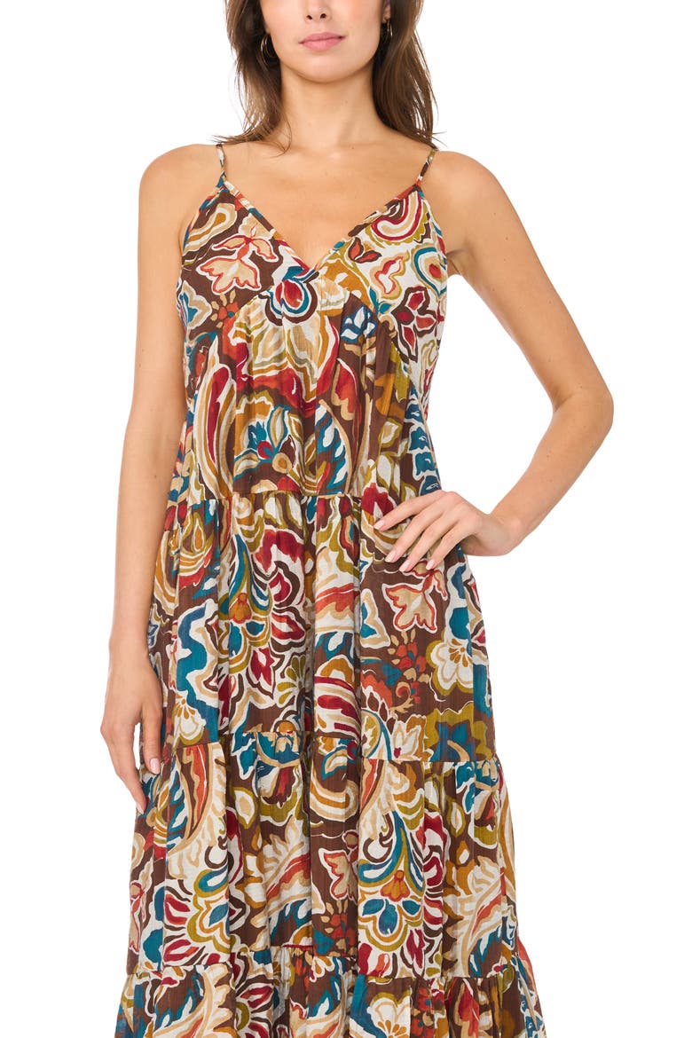 Sleeveless Tiered Maxi Dress, Alternate, color, CREAM MULTI