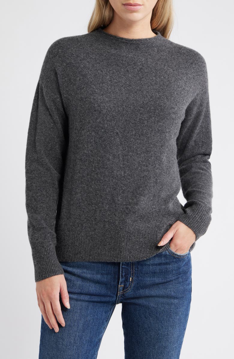 Caslon<sup>®</sup> Funnel Neck Sweater, Main, color, Grey Dark Charcoal Heather