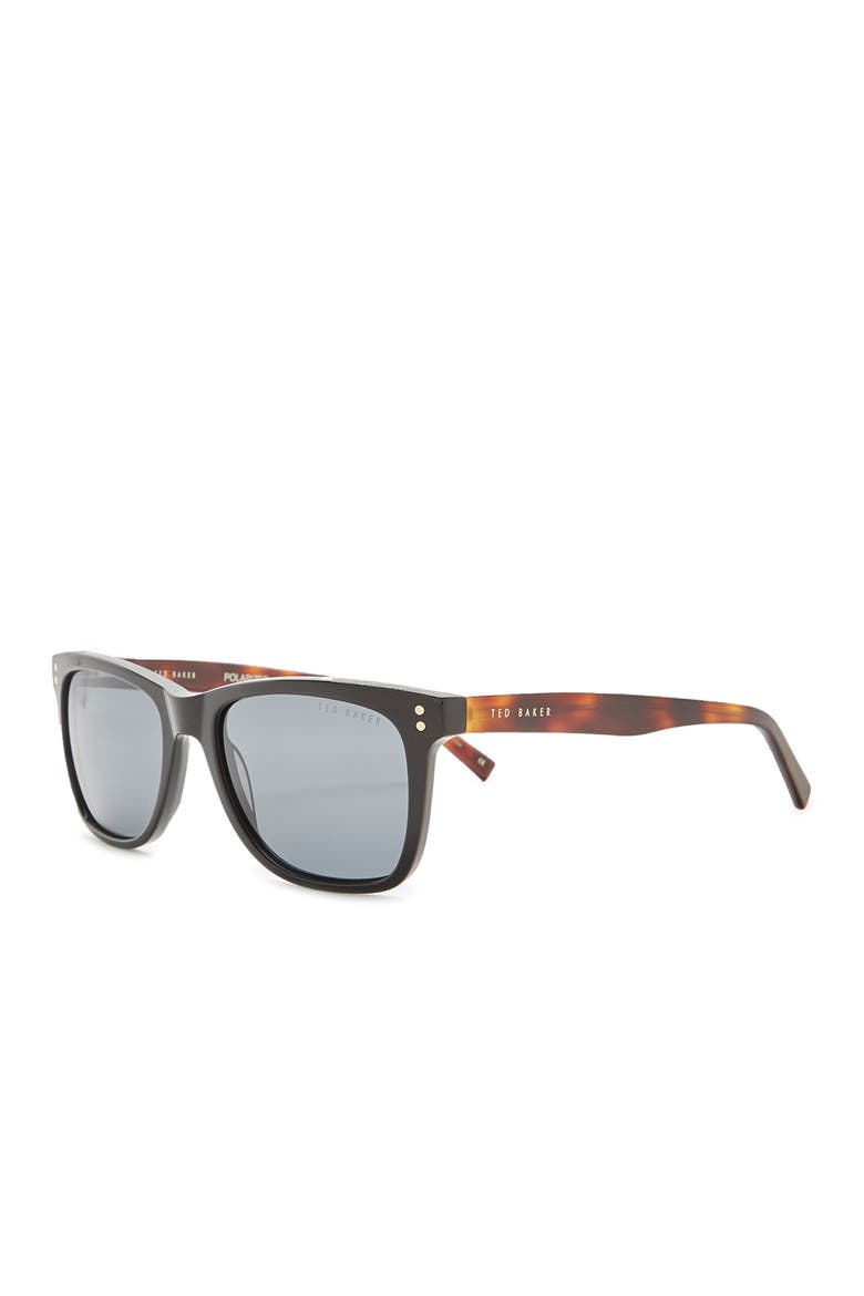 53mm Polarized Acetate Frame Square Sunglasses, Alternate, color, BLACK