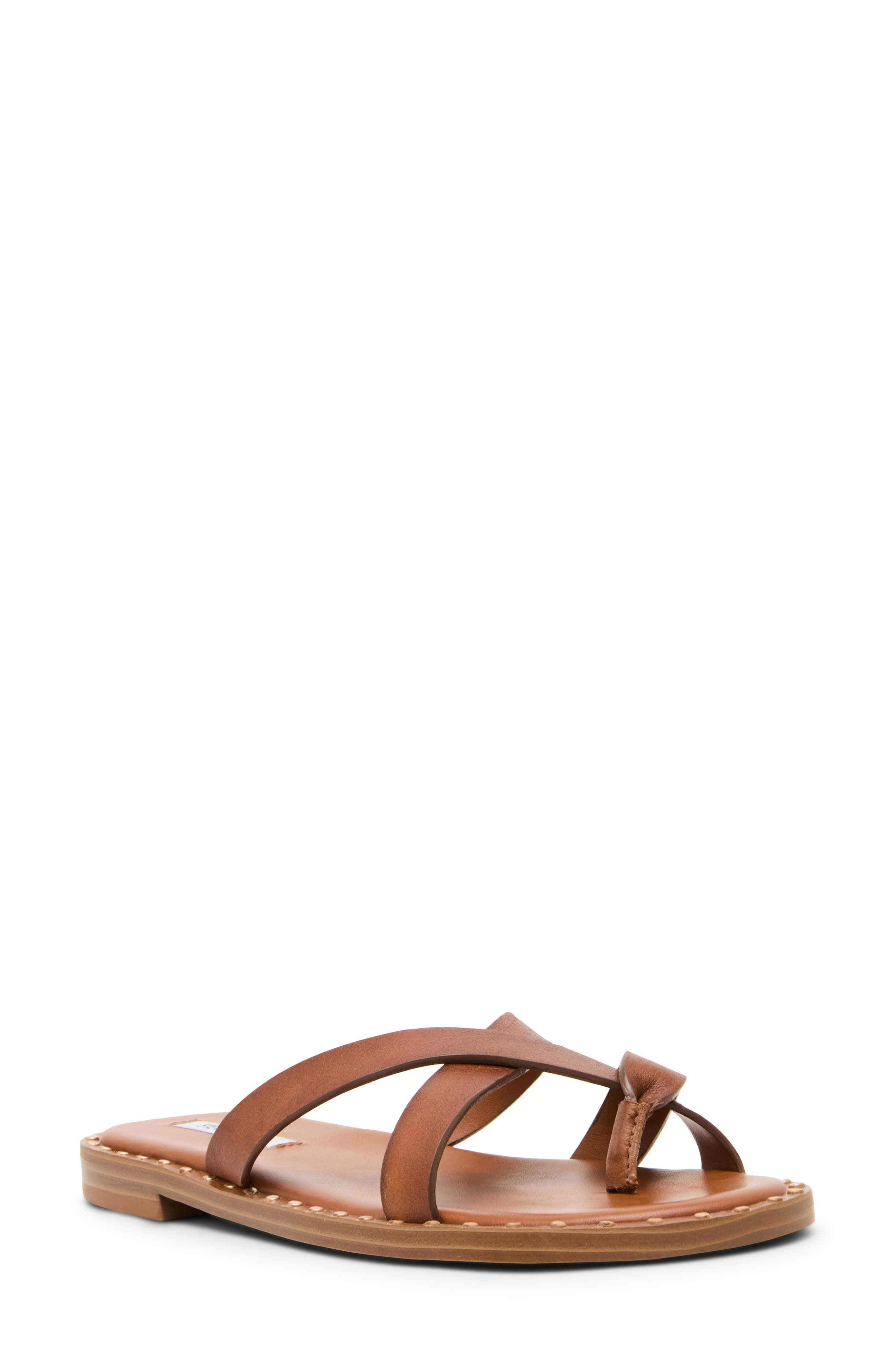 Brutus Slide Sandal, Main, color, TAN LEATHER