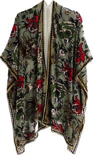 SAACHI Floral Velvet Burnout Ruana