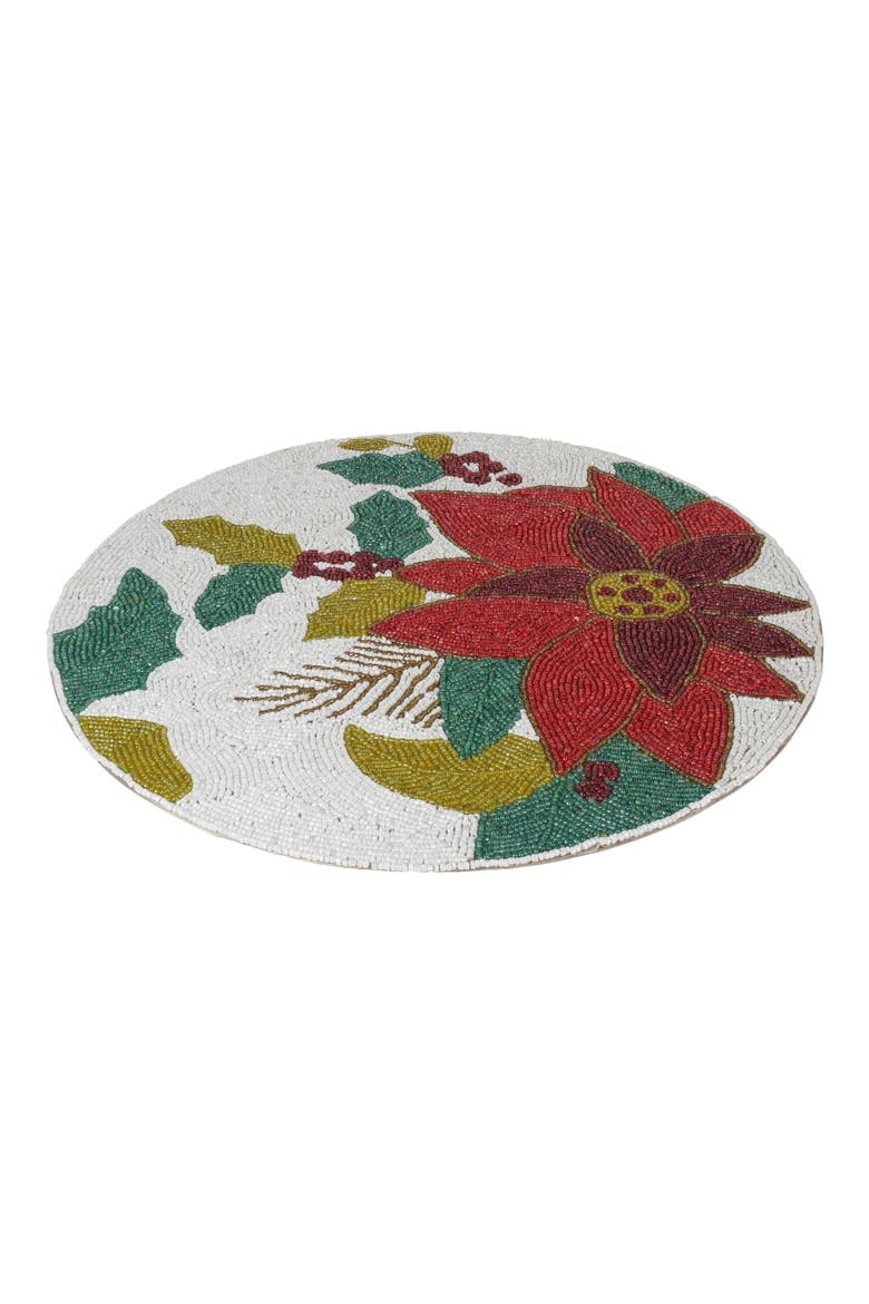 Floral Beaded Placemat, Alternate, color, IVORY/ RED