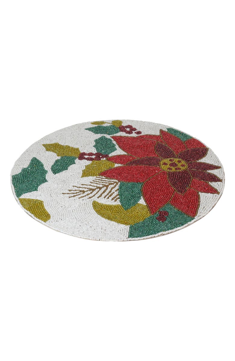 Tiramisu Floral Beaded Placemat, Alternate, color, Ivory/ Red