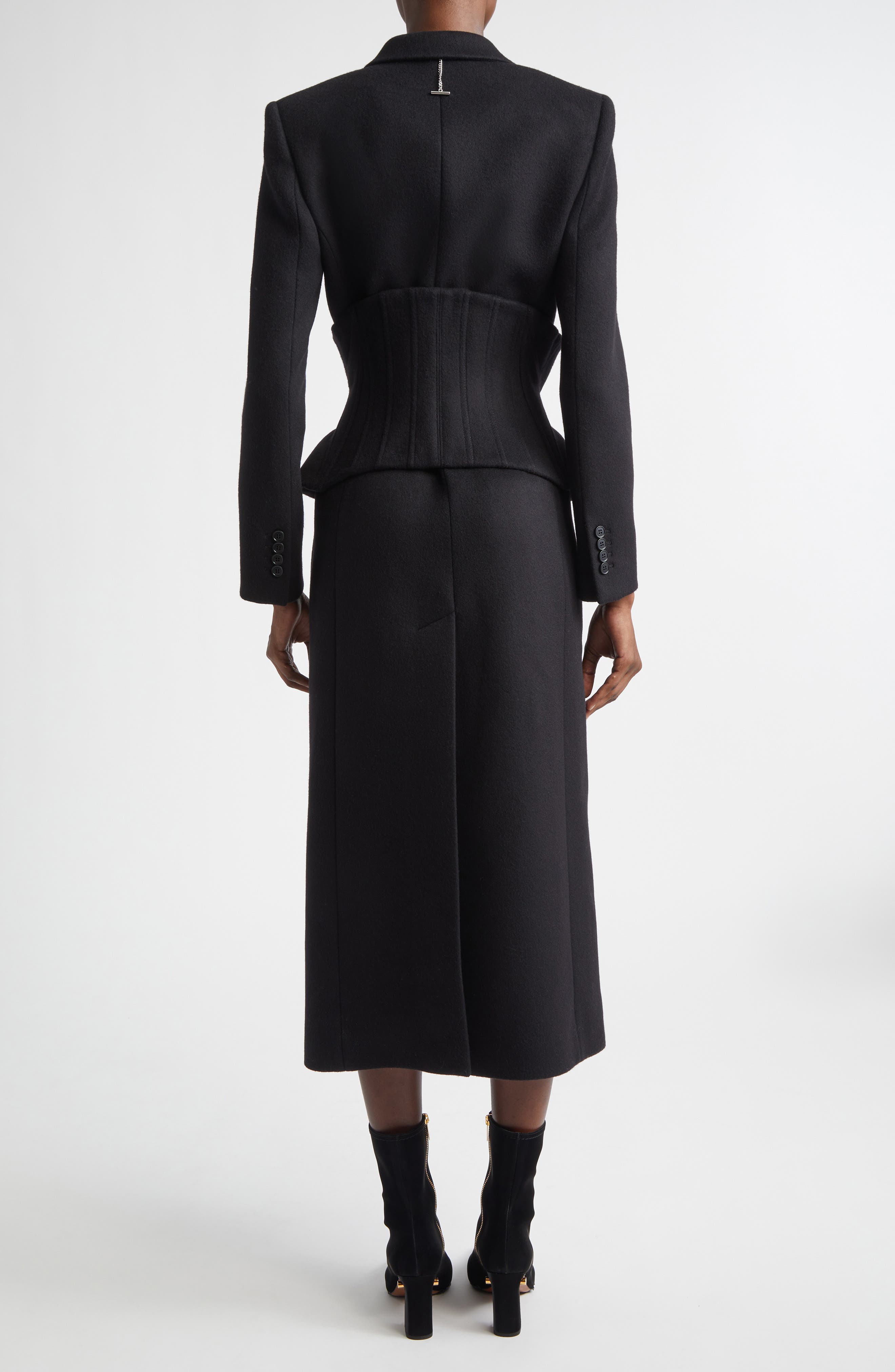 Long Cashmere & Wool Corset Coat - image 2